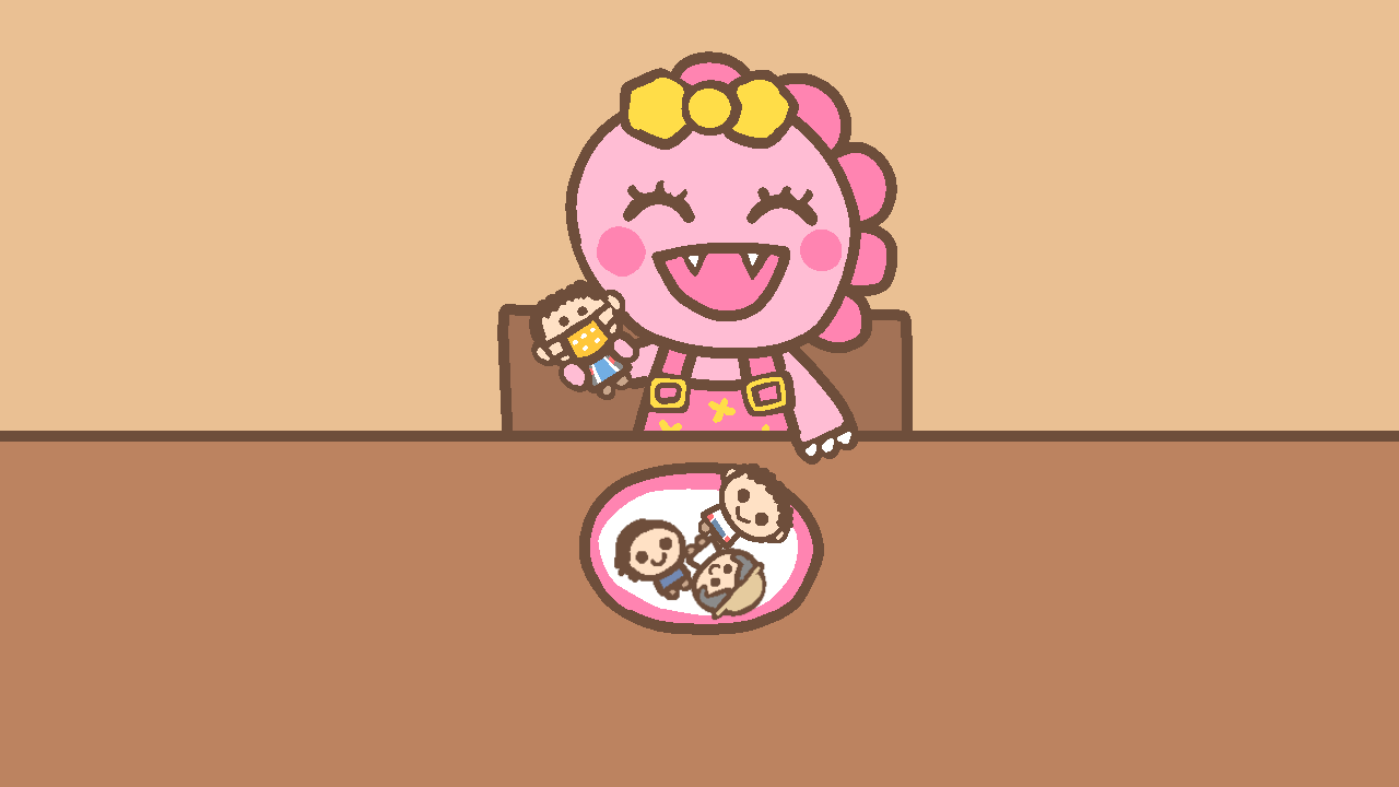 まずいパンを食べるがんこちゃん