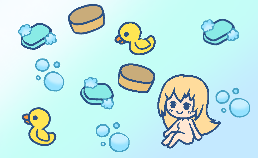 お風呂に入るうまるちゃん