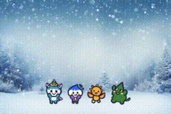 雪で喜ぶゆるキャラ