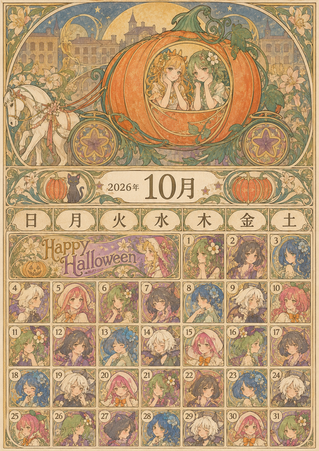 2026年10月 カレンダー